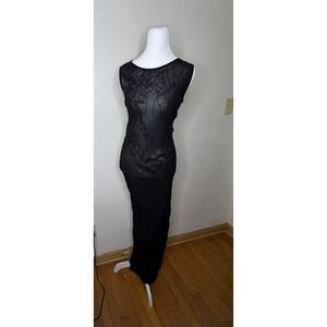 Vintage Y2K Ghost Maxi Dress Women's Size 8 Black Whimsigoth Fairy Goth
